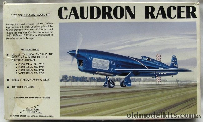 Williams Brothers 1/32 Caudron Racer 1936 Thompson Trophy Winner- Serial No. 6907 / 6908 / 6909 or 6910, 32-460 plastic model kit